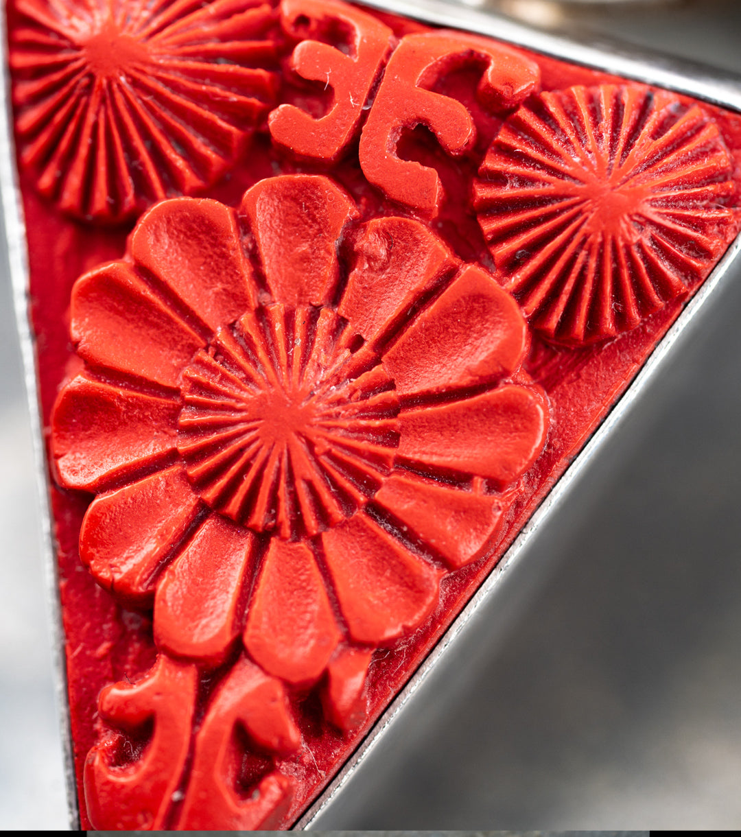 Cinnabar, Mother of Pearl & Garnet Sculptural Pendant Necklace