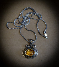 925 Sterling Silver Citrine Pendant Necklace