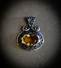 925 Sterling Silver Citrine Pendant Necklace