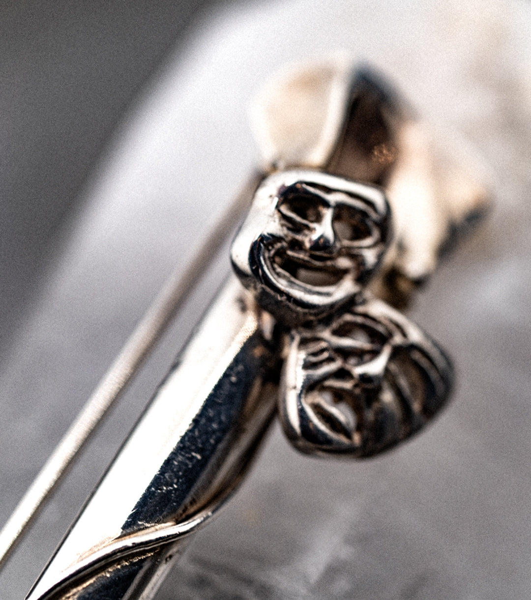 925 Silver Comedy Tragedy Flower Boutonniere/Brooch