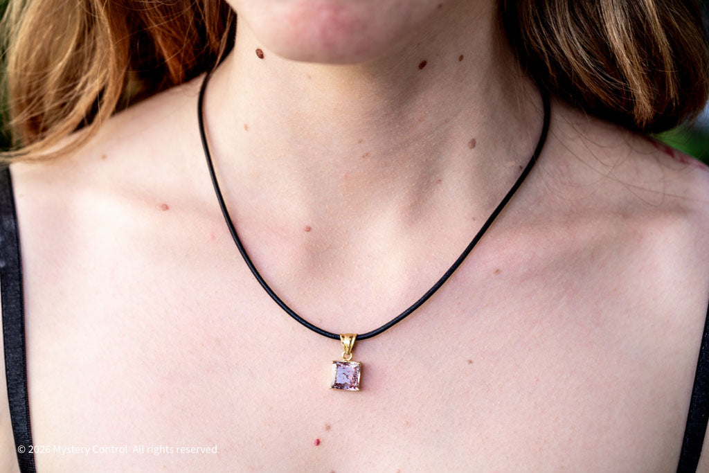 "Dexter" Skeletal Quartz 18KGP and Leather Necklace