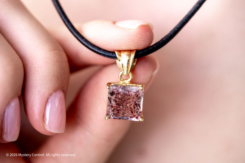 "Dexter" Skeletal Quartz 18KGP and Leather Necklace