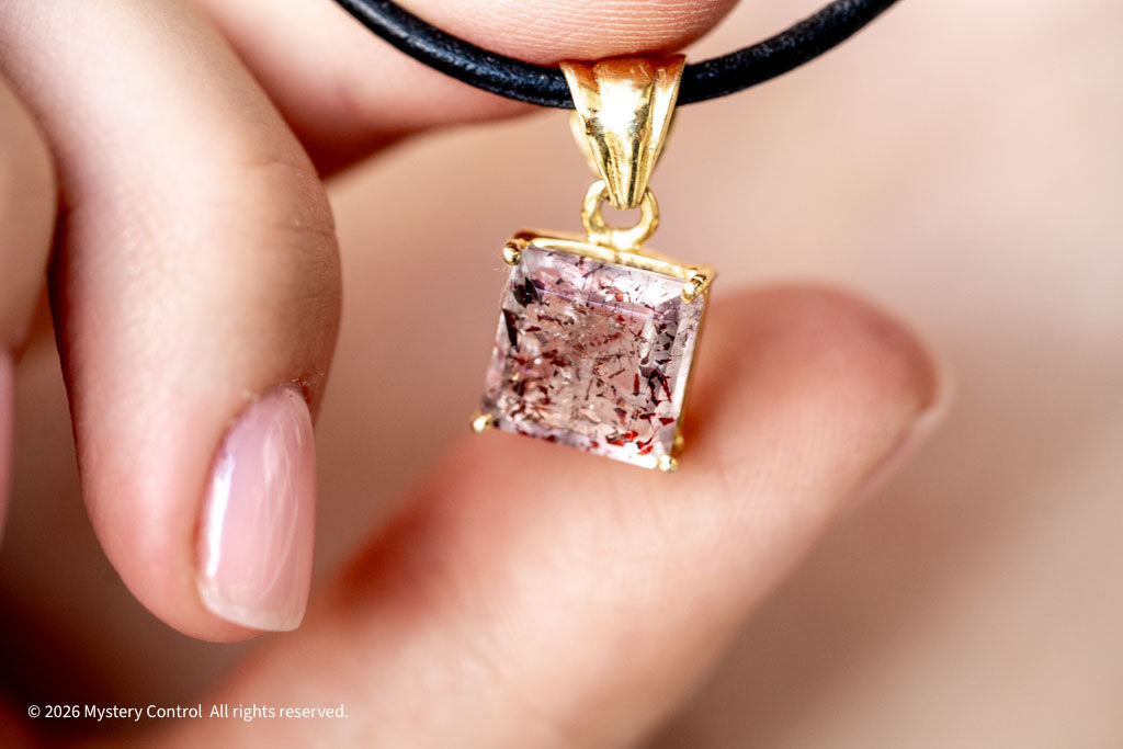 "Dexter" Skeletal Quartz 18KGP and Leather Necklace