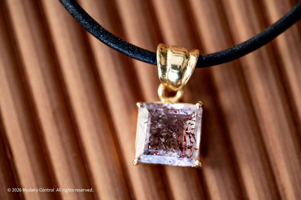 "Dexter" Skeletal Quartz 18KGP and Leather Necklace