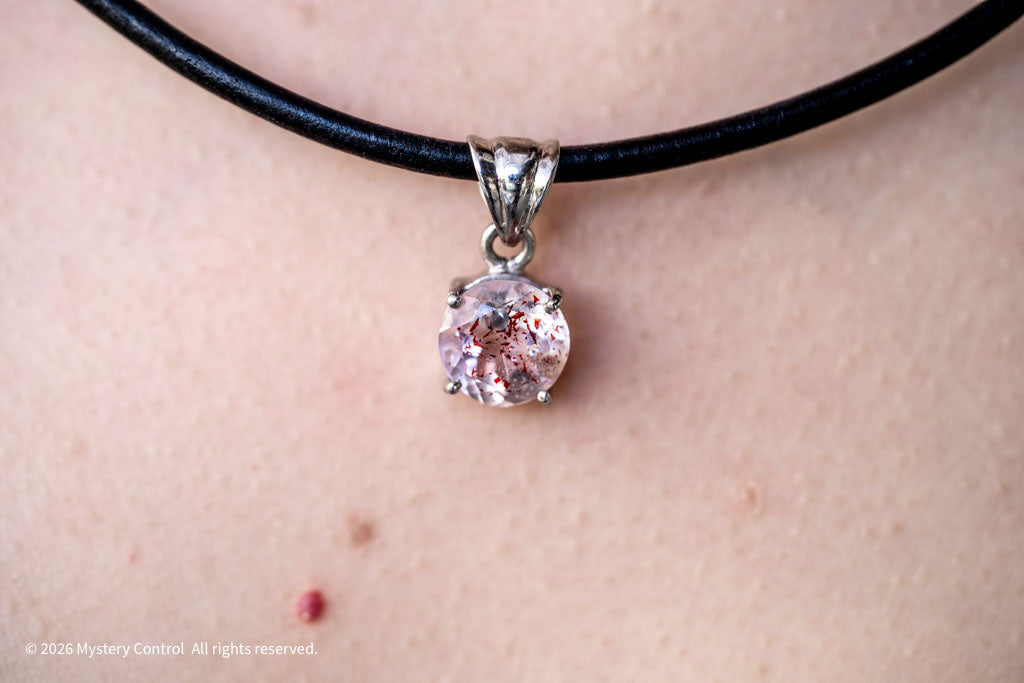 "Dexter" Skeletal Quartz, 925 Silver and Leather Necklace
