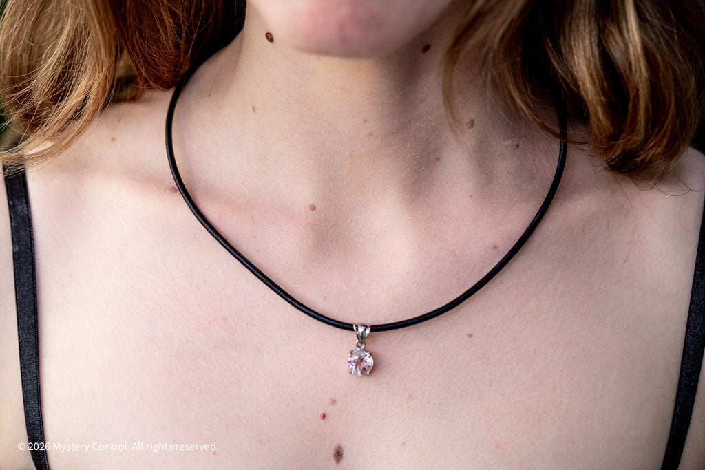 "Dexter" Skeletal Quartz, 925 Silver and Leather Necklace
