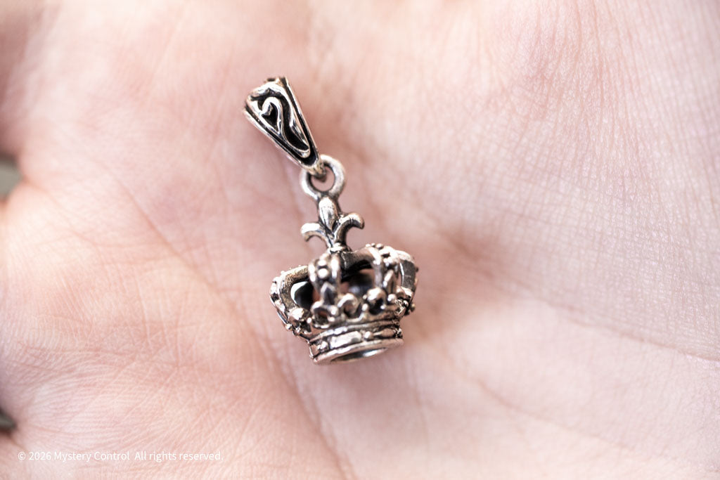 Fleur-de-lis Crown Pendant Necklace in 925 Silver