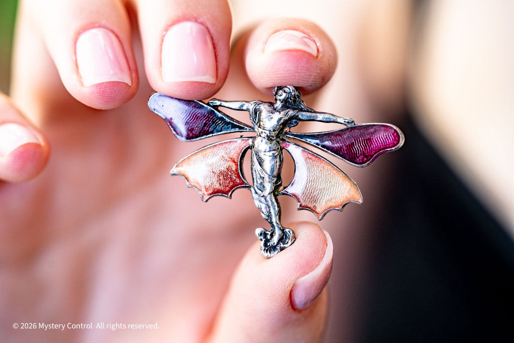 Pierre Bex Art Nouveau Fairy Brooch in Silver & Enamel