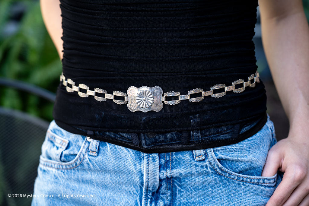 Vintage Navajo "Old Pawn" Sterling Silver Link Concho Belt