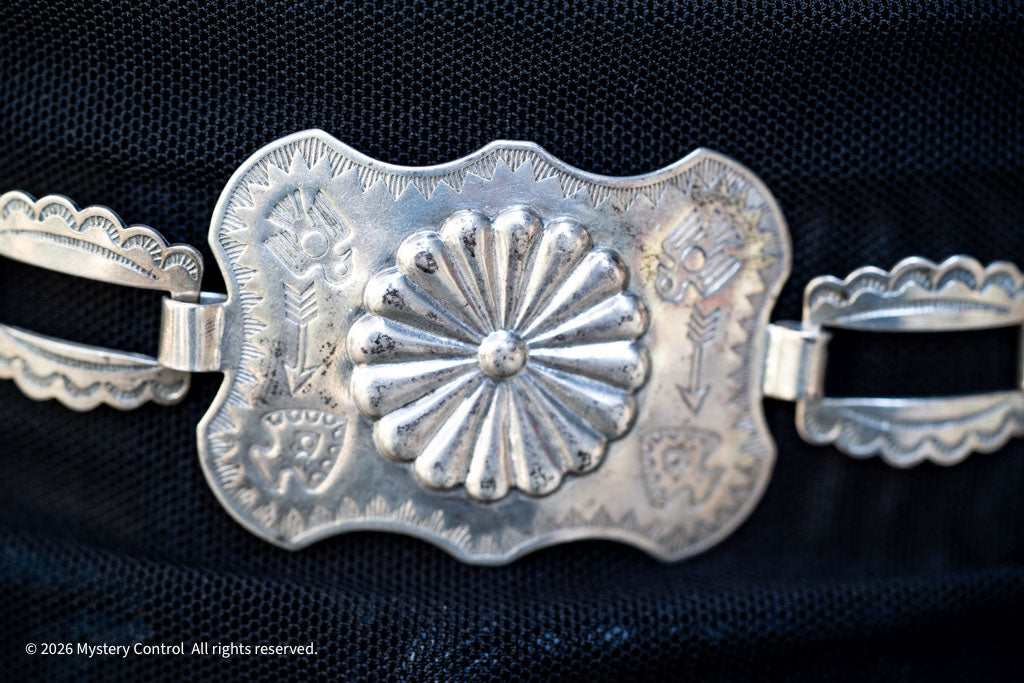 Vintage Navajo "Old Pawn" Sterling Silver Link Concho Belt
