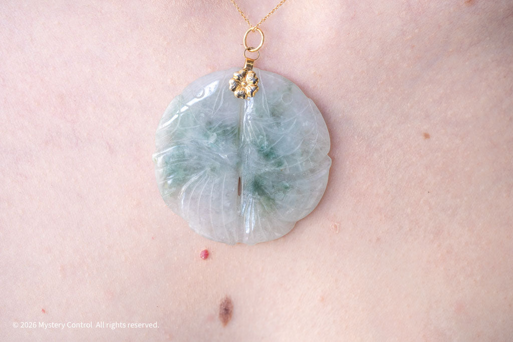 Carved Jade Double Koi Good Luck Pendant Necklace