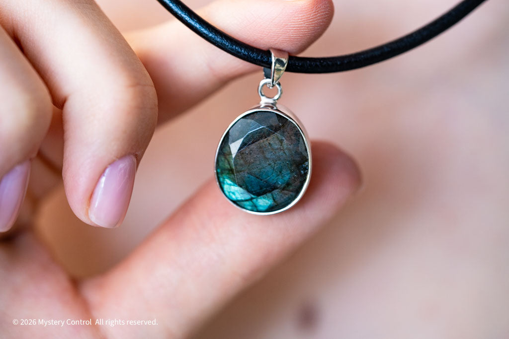 Labradorite Silver & Leather Necklace