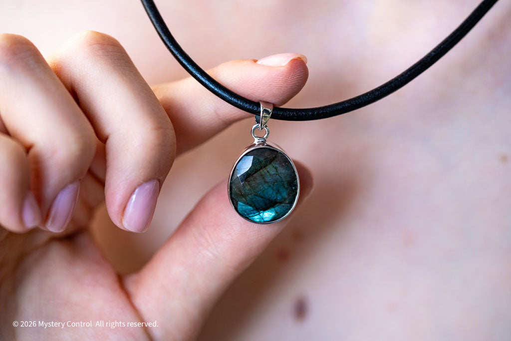 Labradorite Silver & Leather Necklace