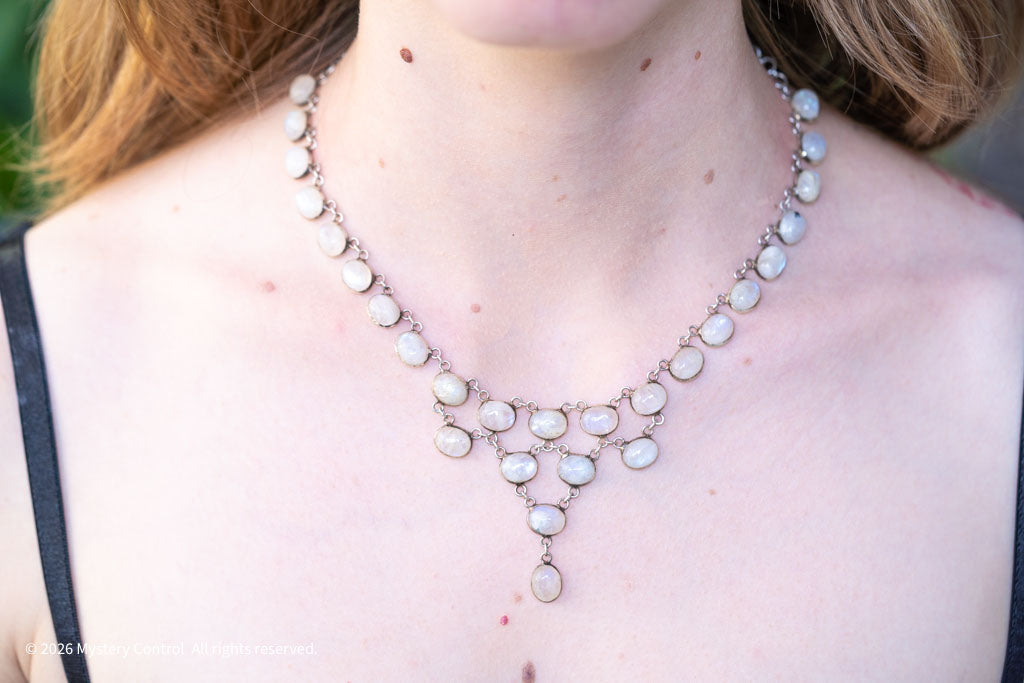 Rainbow Moonstone Festoon Necklace