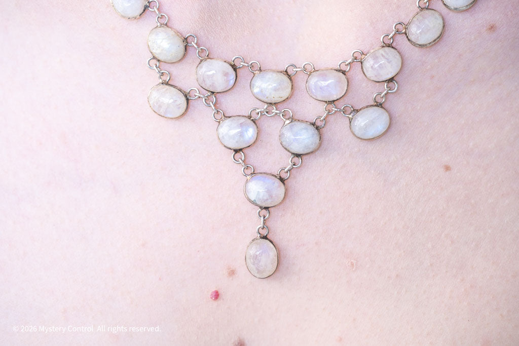 Rainbow Moonstone Festoon Necklace