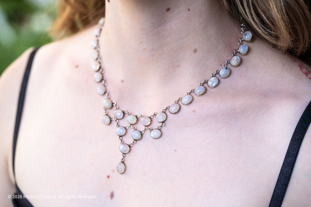 Rainbow Moonstone Festoon Necklace
