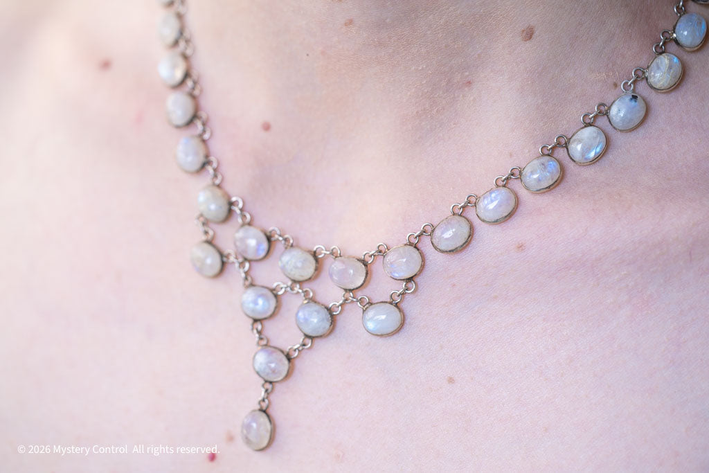 Rainbow Moonstone Festoon Necklace
