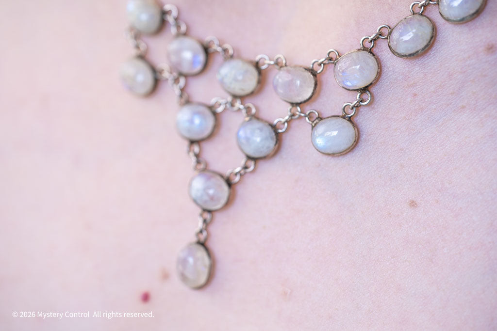 Rainbow Moonstone Festoon Necklace