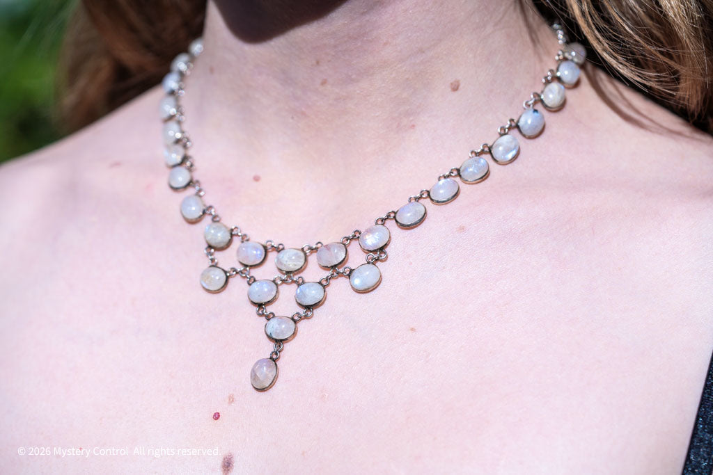 Rainbow Moonstone Festoon Necklace