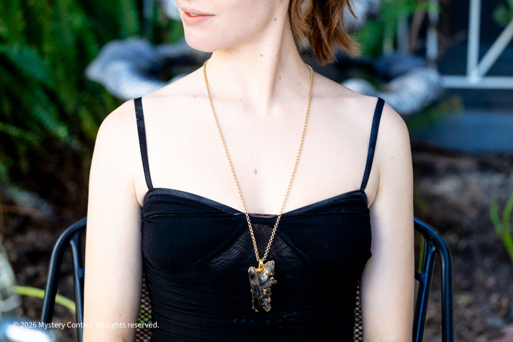 Smoky Quartz Raw Cluster Pendant Necklace