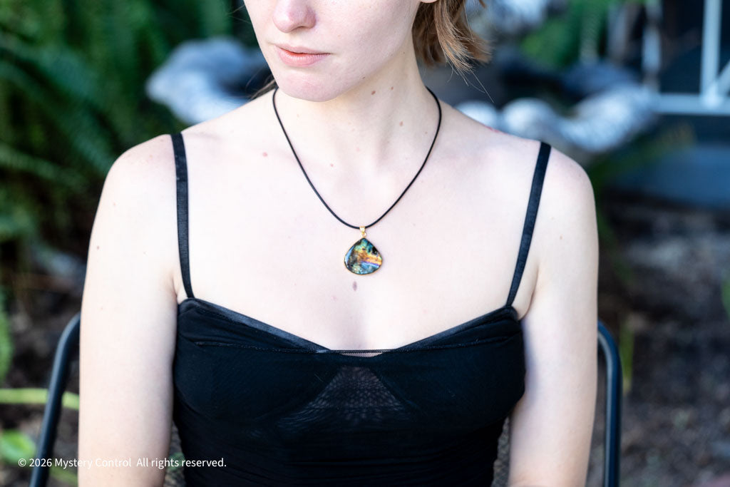 Spectrolite & Gold Teardrop Pendant Necklace