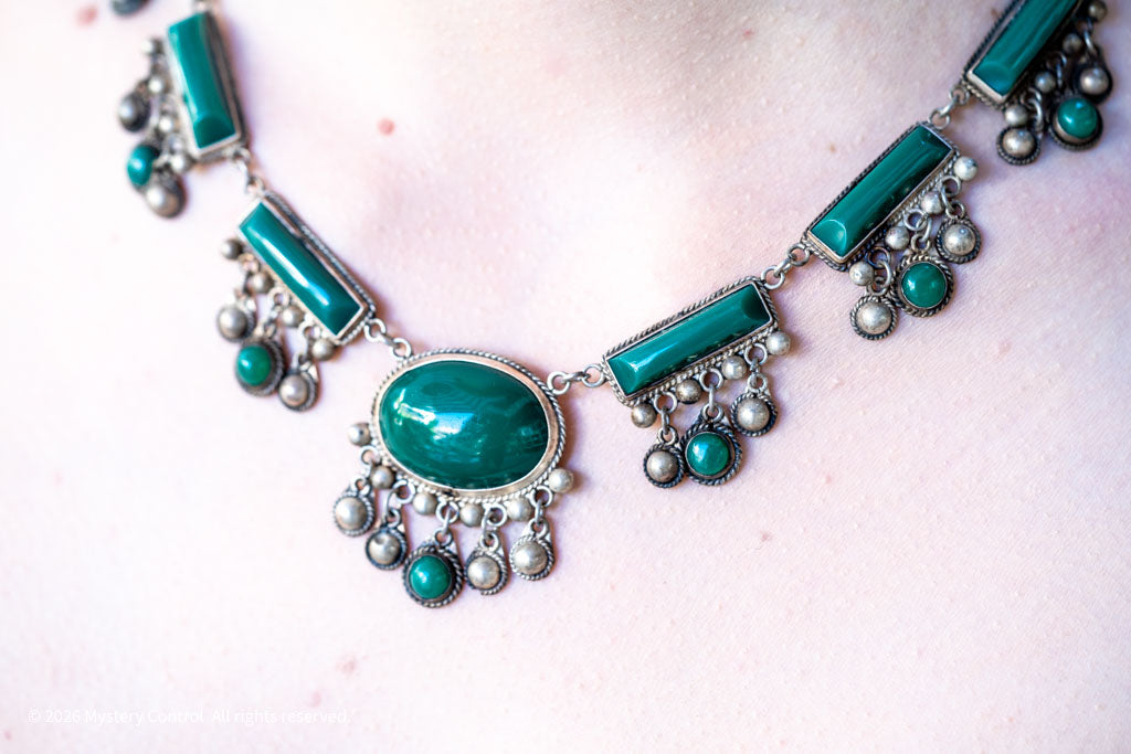 Green Onyx and Sterling Silver Necklace