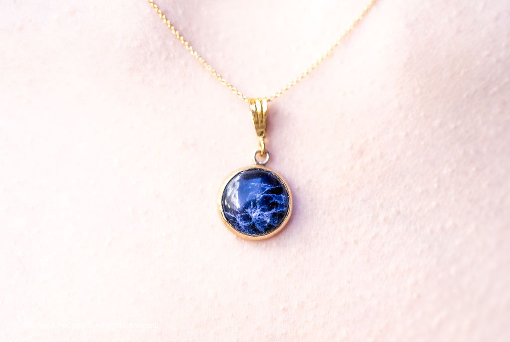 Writer's Stone Sodalite & Gold Charm Necklace