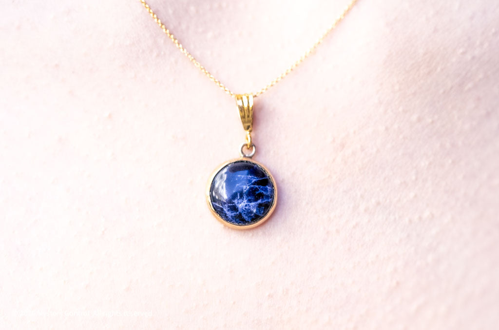 Writer's Stone Sodalite & Gold Charm Necklace