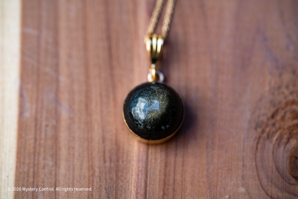 Golden Obsidian "Explorer" Gold-Filled 925 Silver Charm Necklace