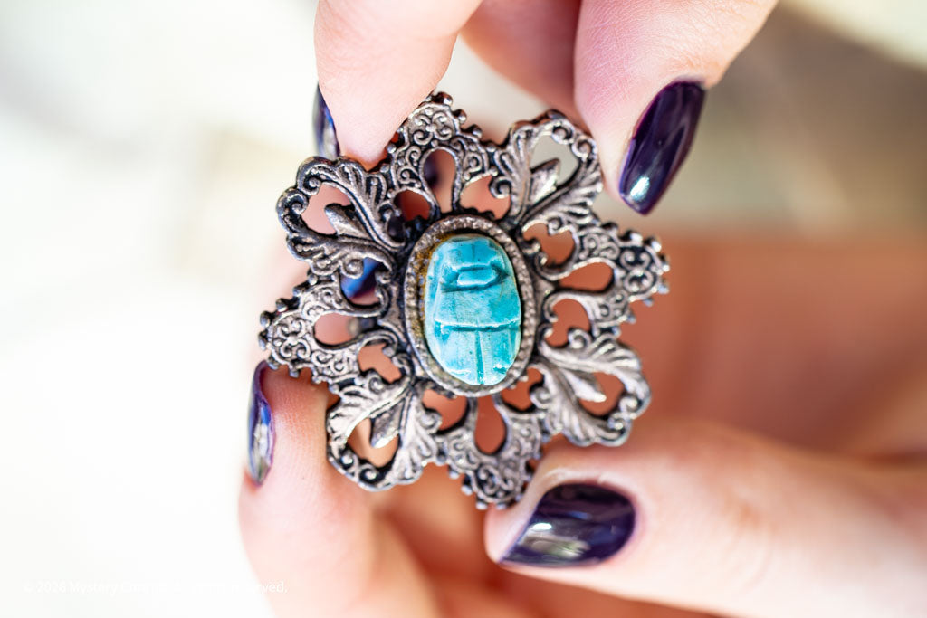Egyptian Faience Scarab Brooch