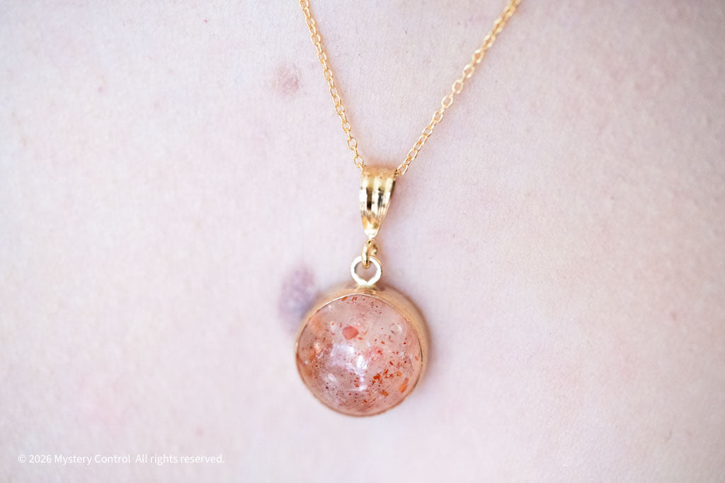 Positivity Sunstone and Gold Charm Necklace