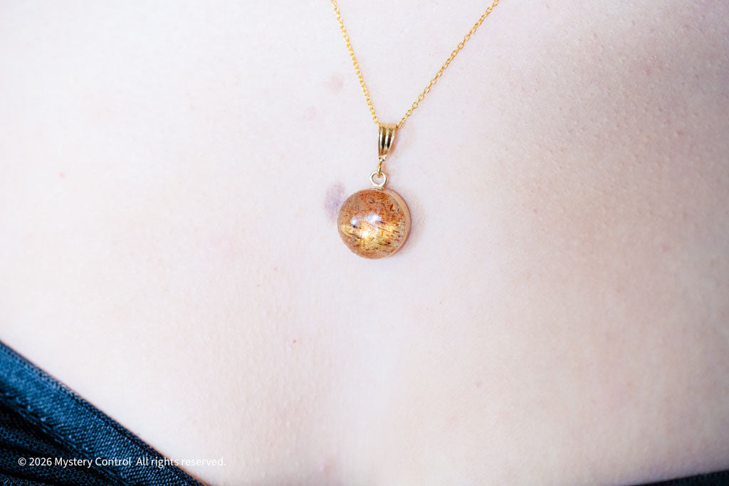 Positivity Sunstone and Gold Charm Necklace