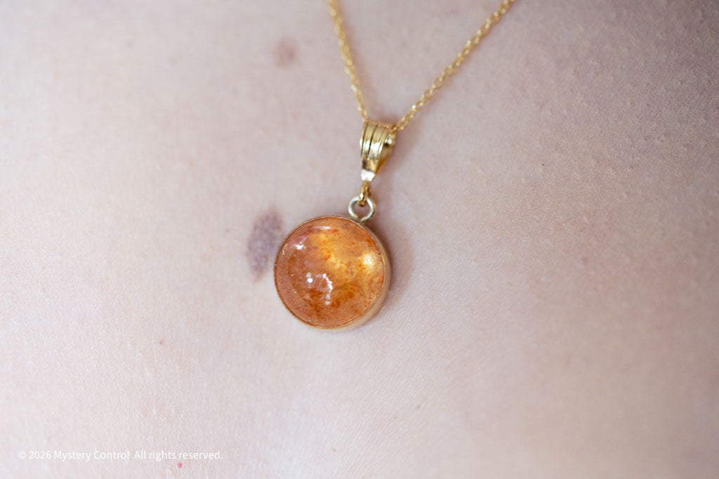 Positivity Sunstone and Gold Charm Necklace
