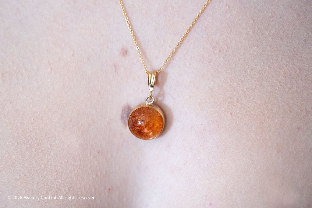 Positivity Sunstone and Gold Charm Necklace