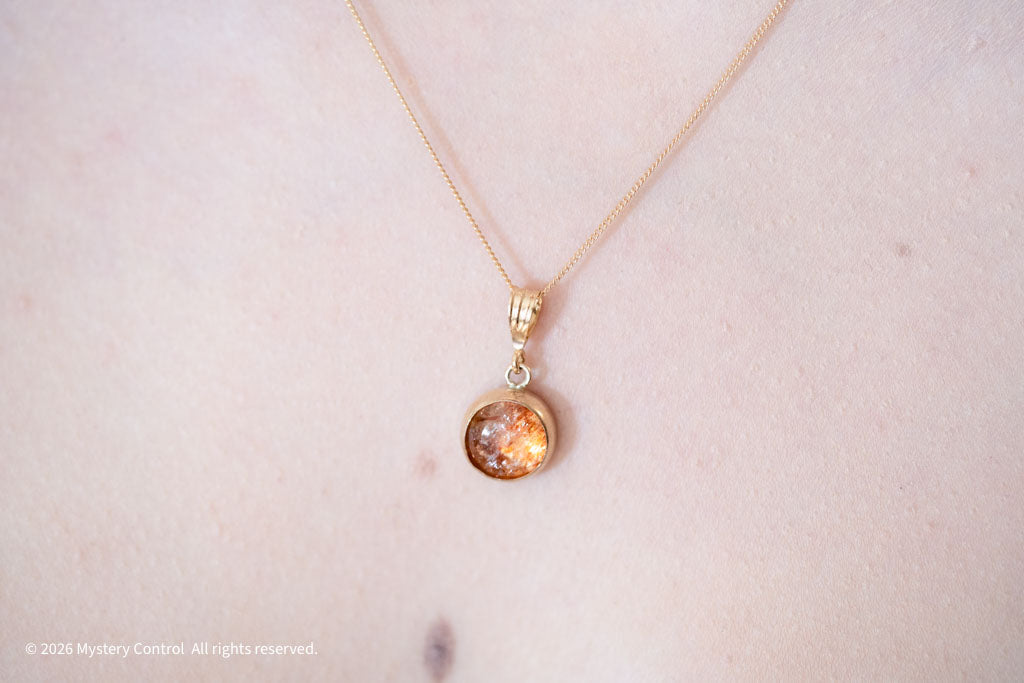 Positivity Sunstone and Gold Charm Necklace