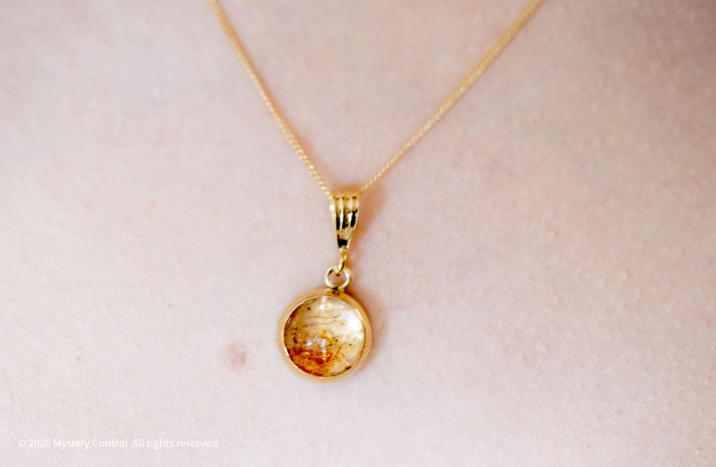 Positivity Sunstone and Gold Charm Necklace