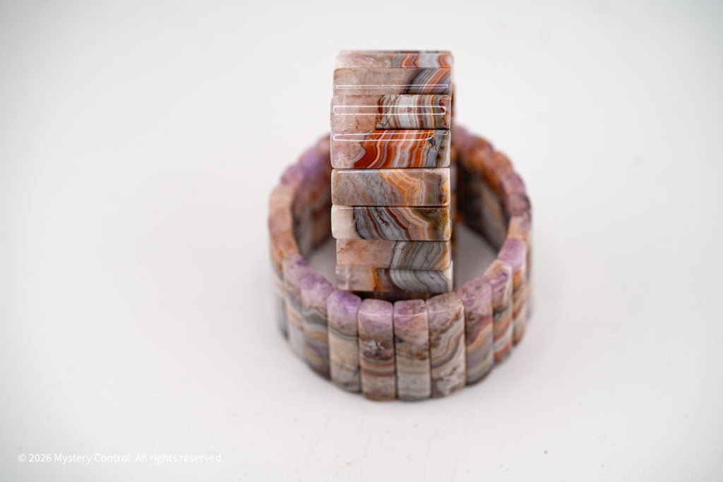 Amethyst Lace Agate Sculptural Bracelet