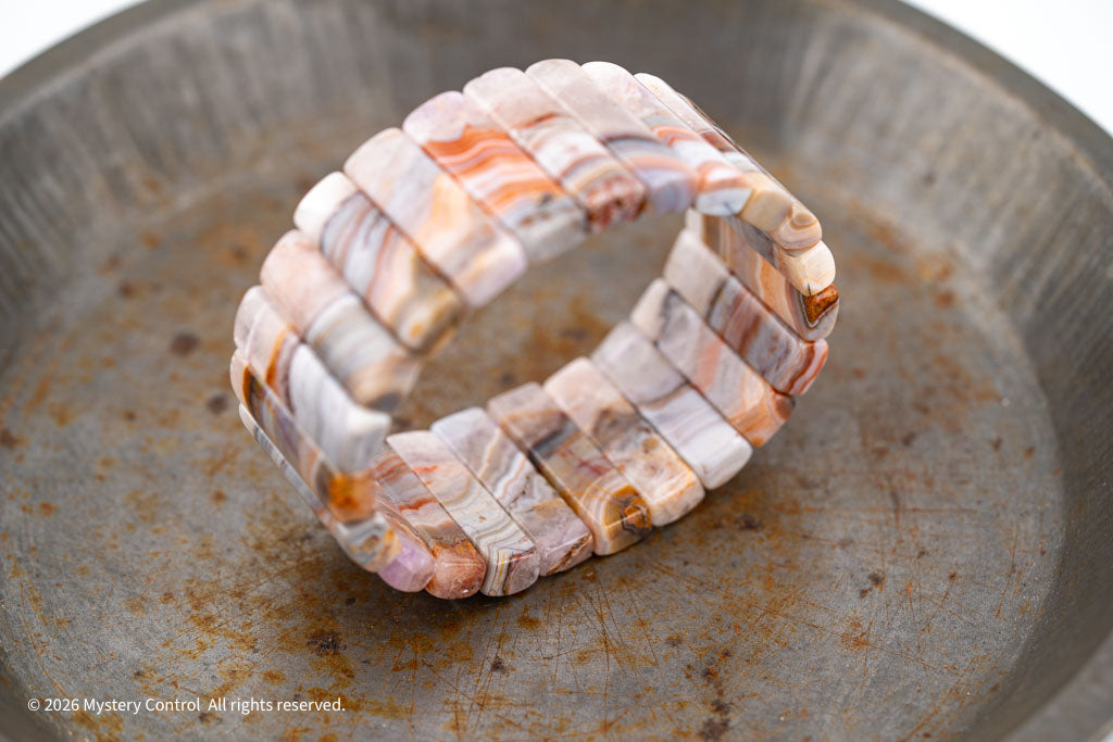 Amethyst Lace Agate Sculptural Bracelet
