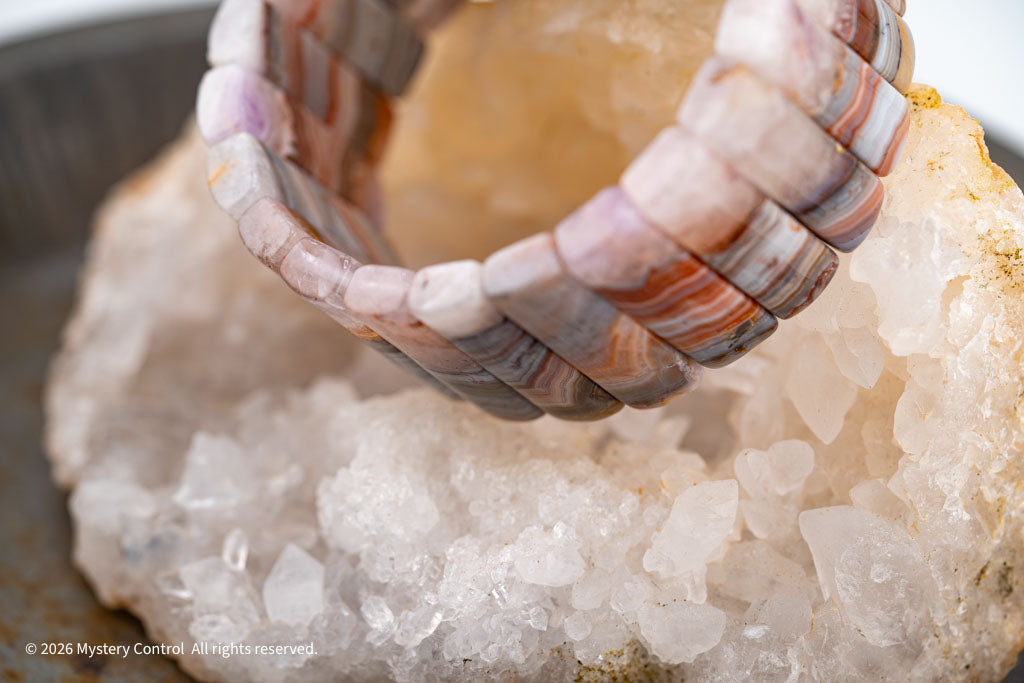 Amethyst Lace Agate Sculptural Bracelet