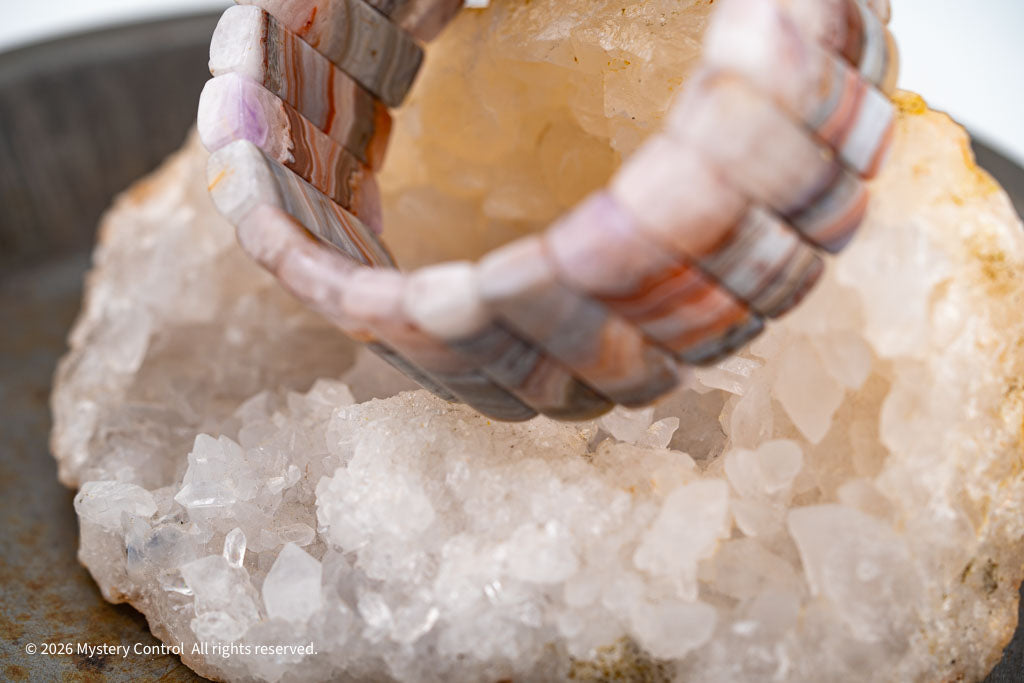 Amethyst Lace Agate Sculptural Bracelet