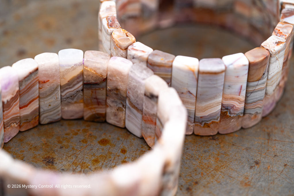 Amethyst Lace Agate Sculptural Bracelet