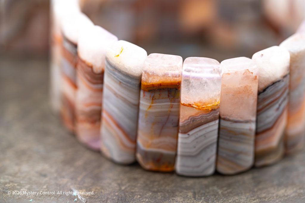 Amethyst Lace Agate Sculptural Bracelet
