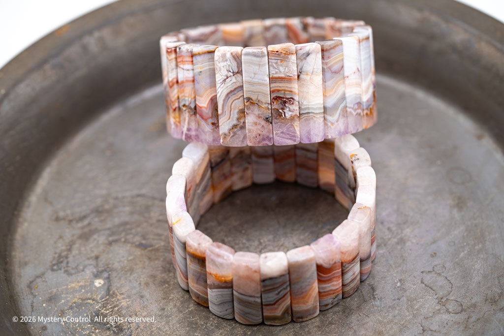 Amethyst Lace Agate Sculptural Bracelet