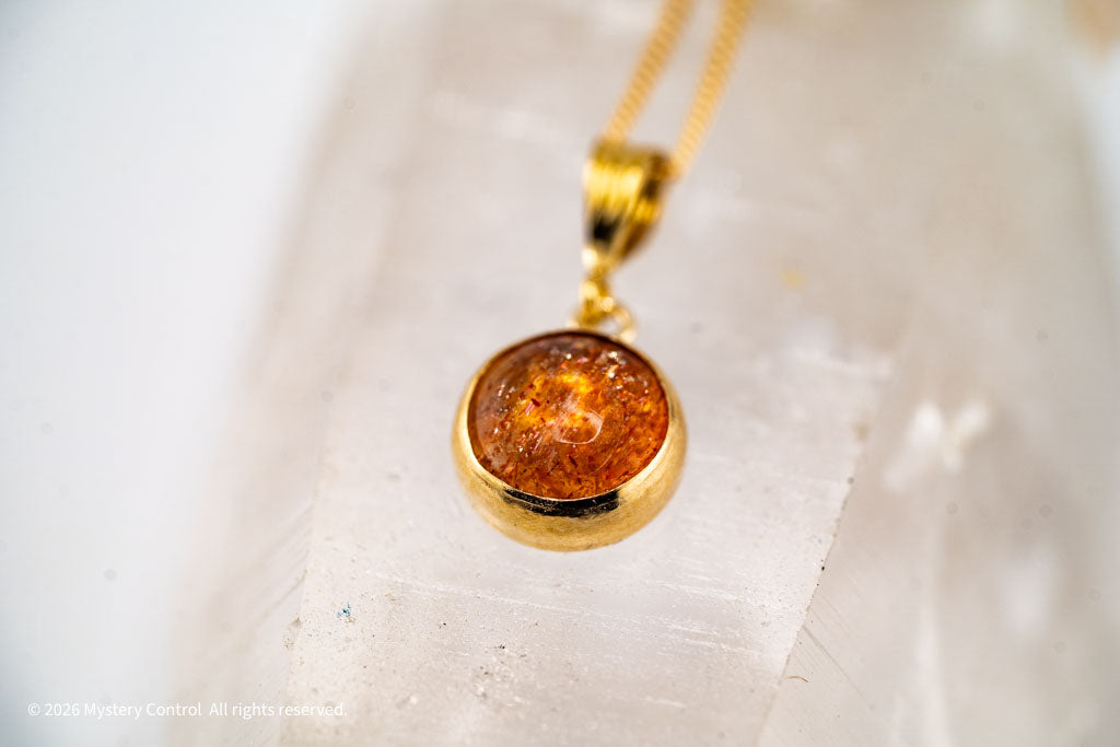 Positivity Sunstone and Gold Charm Necklace