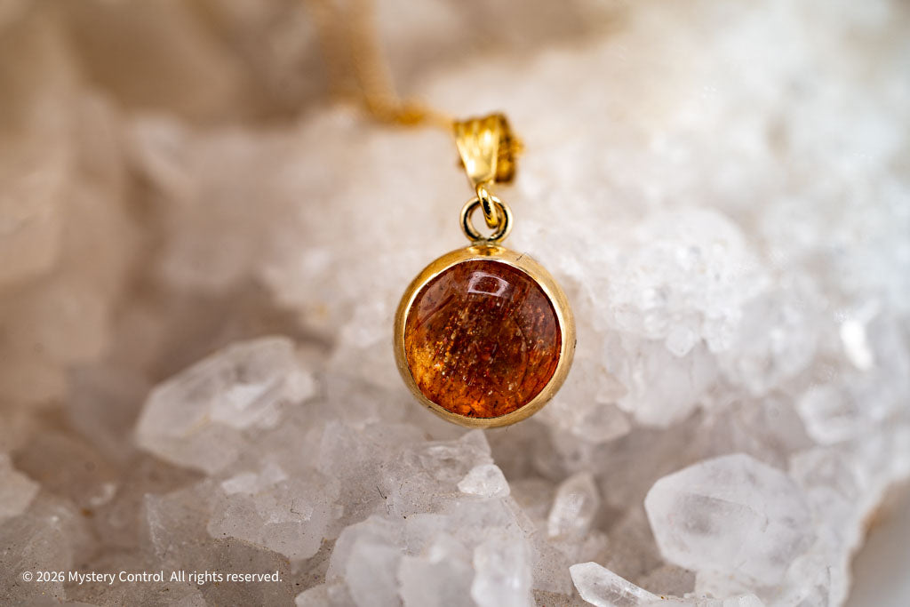 Positivity Sunstone and Gold Charm Necklace