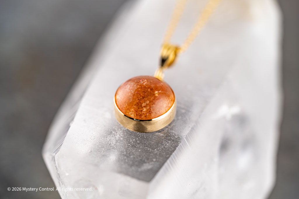 Positivity Sunstone and Gold Charm Necklace