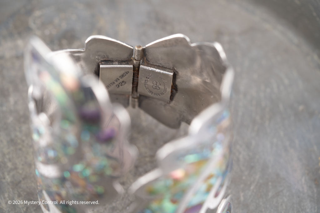 Los Ballesteros Sterling Silver Abalone Cuff Clamper Bracelet