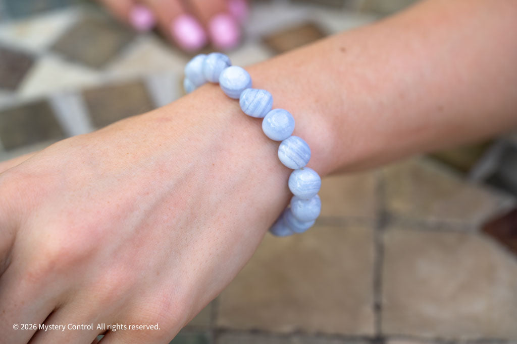 80s Blue Lace Agate & 925 Silver Bracelet