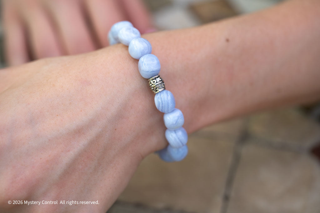 80s Blue Lace Agate & 925 Silver Bracelet