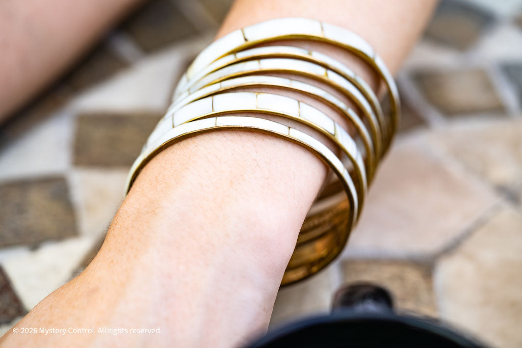 Mother of Pearl & Brass Bangle Set by Willemse - 1970s